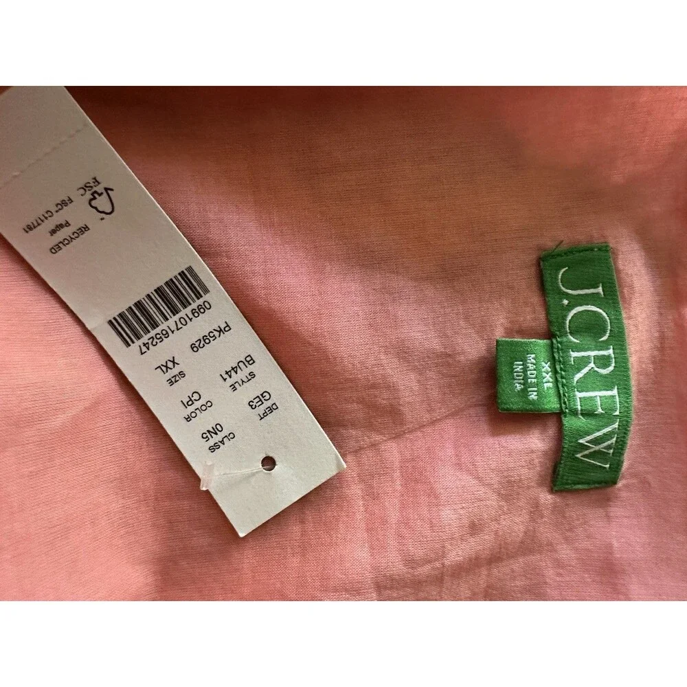 NWT J. Crew Pink Sheer Organic Cotton High /Low Dress Handkerchief Hem
